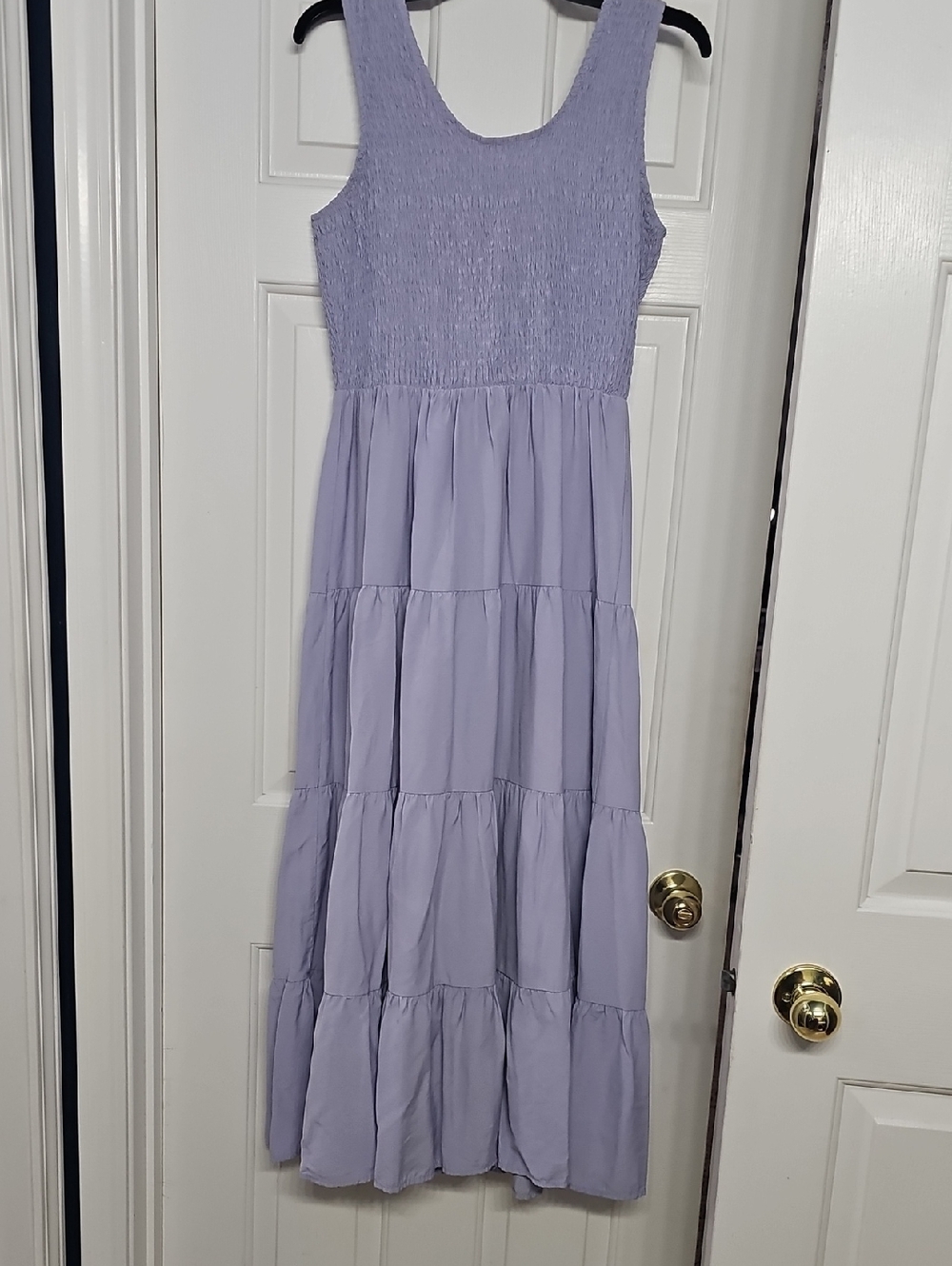 Lavender Tiered Smocked Maxi Dress